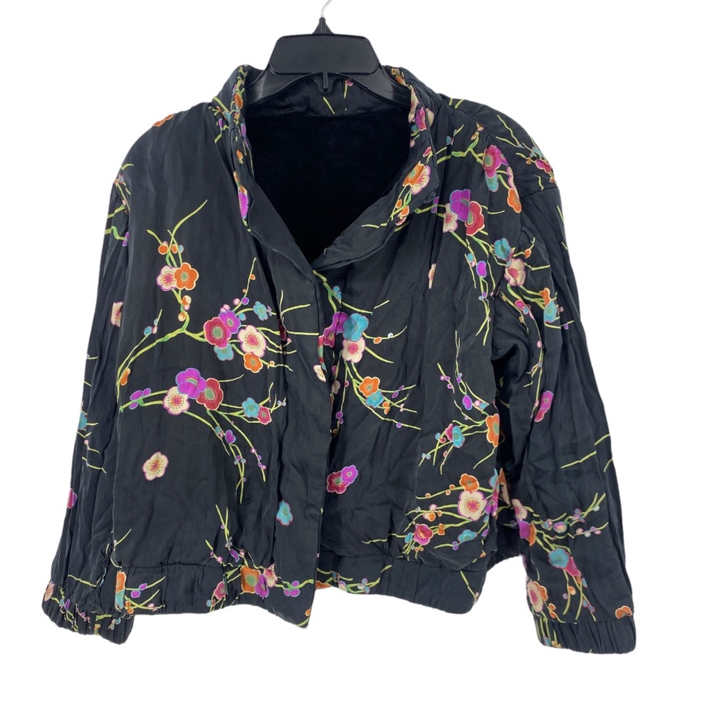 Giorgio Armani Black Floral Bomber Jacket